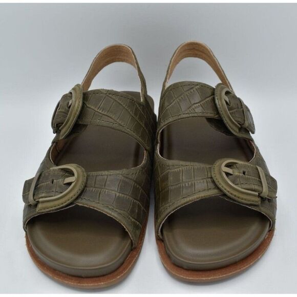 Sofft Womens Size 9 Adalia Olive Buckle Croc Embossed Suede Leather Sandals - Picture 5 of 13